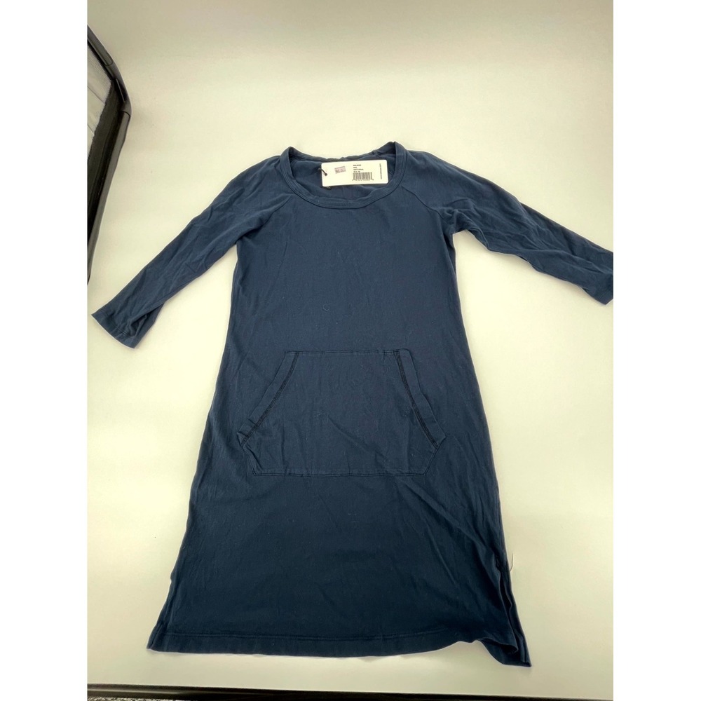 Bobi Los Angeles Bodycon Dress Womens XS Blue Cotton Side Slits Raglan Sleeve